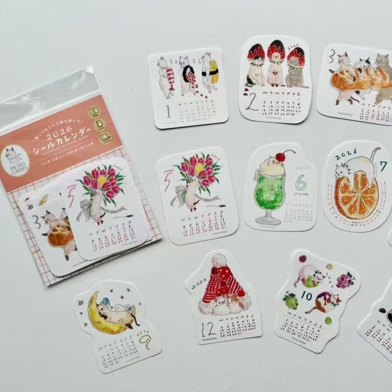 Furukawa Sticker Calendar2026New Year Mini Cute Daily Page Calendar Journal Desktop Decoration Ornament