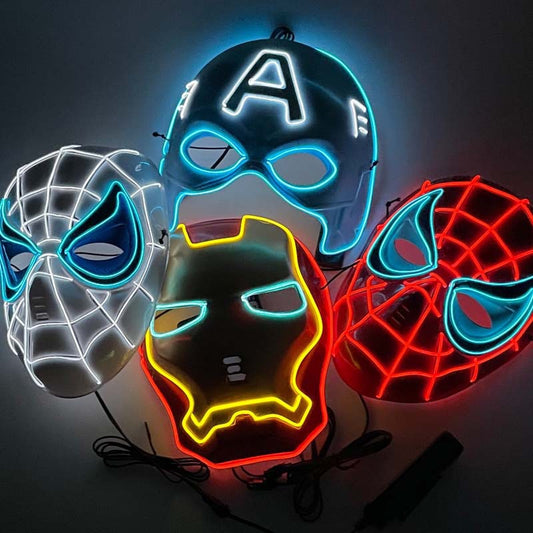 LED Super Hero Mask - Glow like a Hero LED Light-Up Masks for Parties & Performance