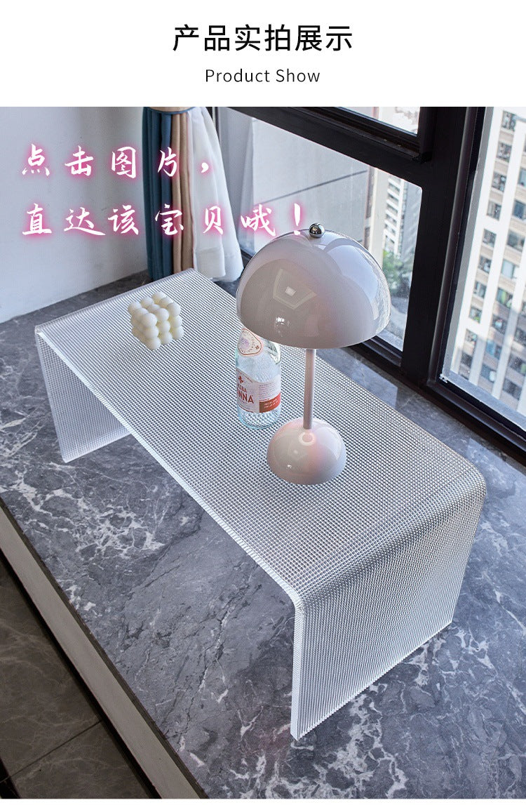 Light Luxury Transparent Acrylic Home Minimalist Cream Style Sofa Side Table Small Side Table Simple Living Room Bay Window Corner Coffee Table