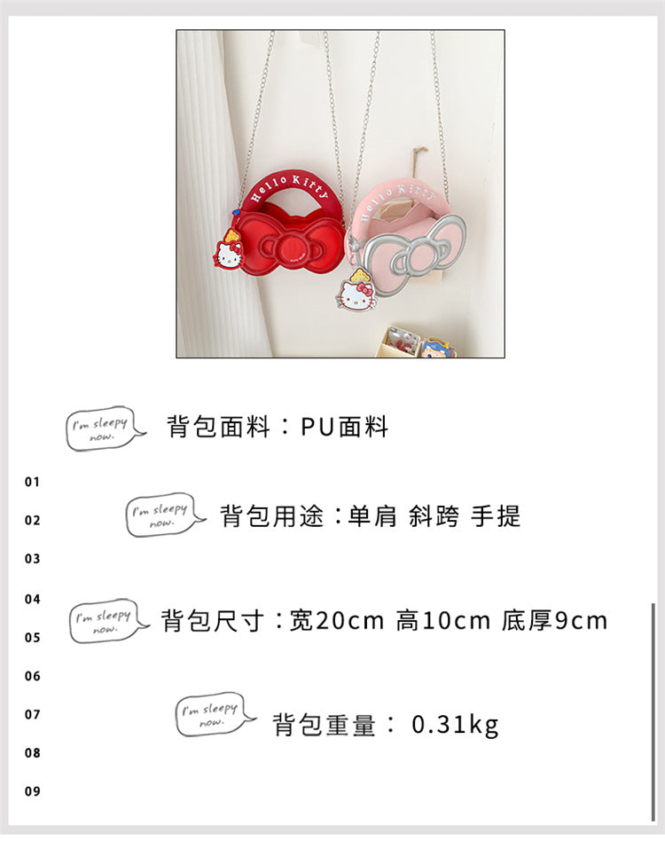 Super Popular Sweet Little Cat Girl Heart Handbag Korean Style Trendy Single Shoulder Crossbody Bag Cute Bowknot Shaped Bag