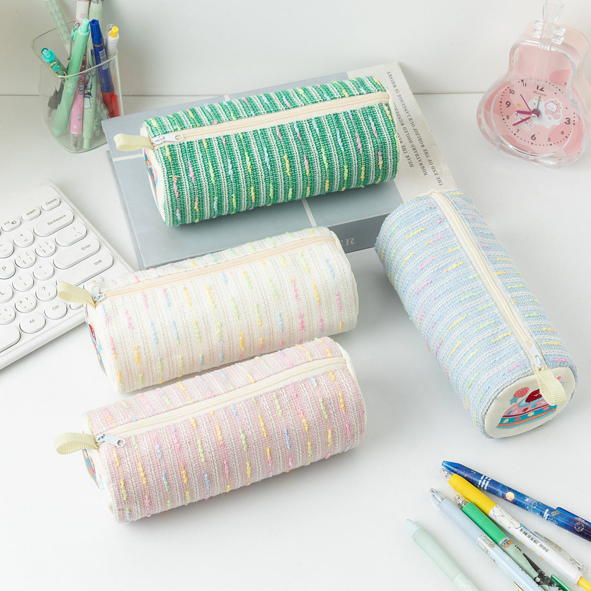 New Cute Cartoon Strawberry Cake Pencil Case Versatile Girly Stationery Storage Bag Large Capacity Pencil Ruler Stationery Box