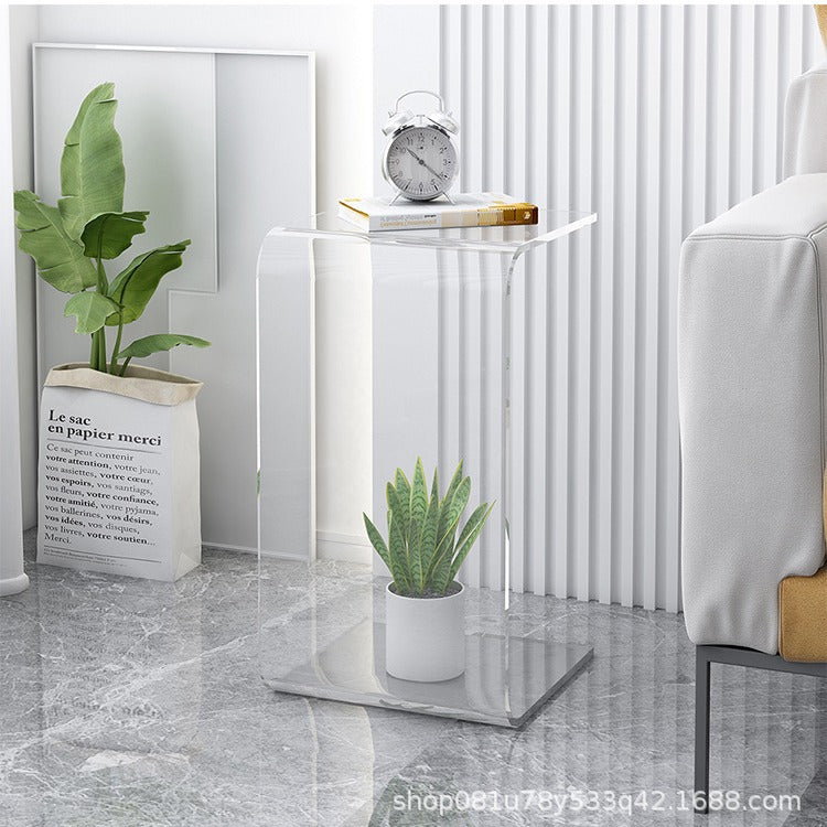 Light Luxury Transparent Acrylic Home Minimalist Cream Style Sofa Side Table Small Side Table Simple Living Room Bay Window Corner Coffee Table