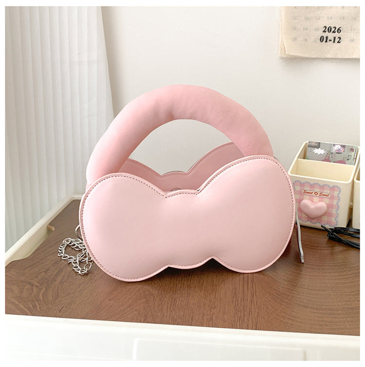 Super Popular Sweet Little Cat Girl Heart Handbag Korean Style Trendy Single Shoulder Crossbody Bag Cute Bowknot Shaped Bag