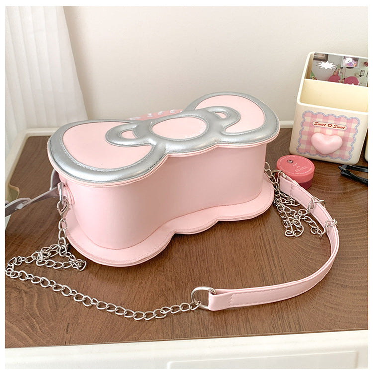Super Popular Sweet Little Cat Girl Heart Handbag Korean Style Trendy Single Shoulder Crossbody Bag Cute Bowknot Shaped Bag