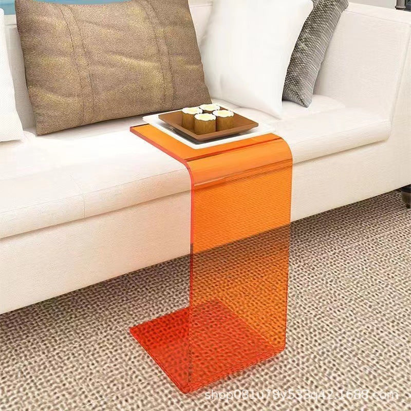 Light Luxury Transparent Acrylic Home Minimalist Cream Style Sofa Side Table Small Side Table Simple Living Room Bay Window Corner Coffee Table