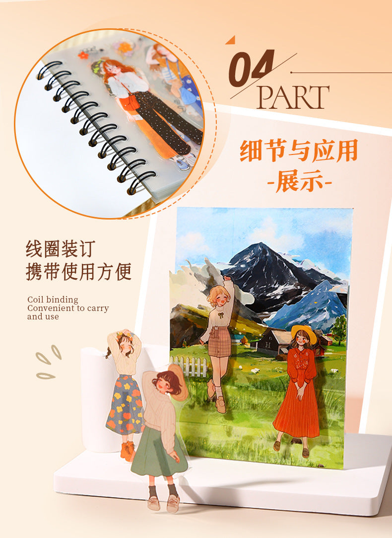 Ketchup Girl Coil PET Die-cut Sticker Book Orange Flavor Girl Series Journal Stickers for Decoration