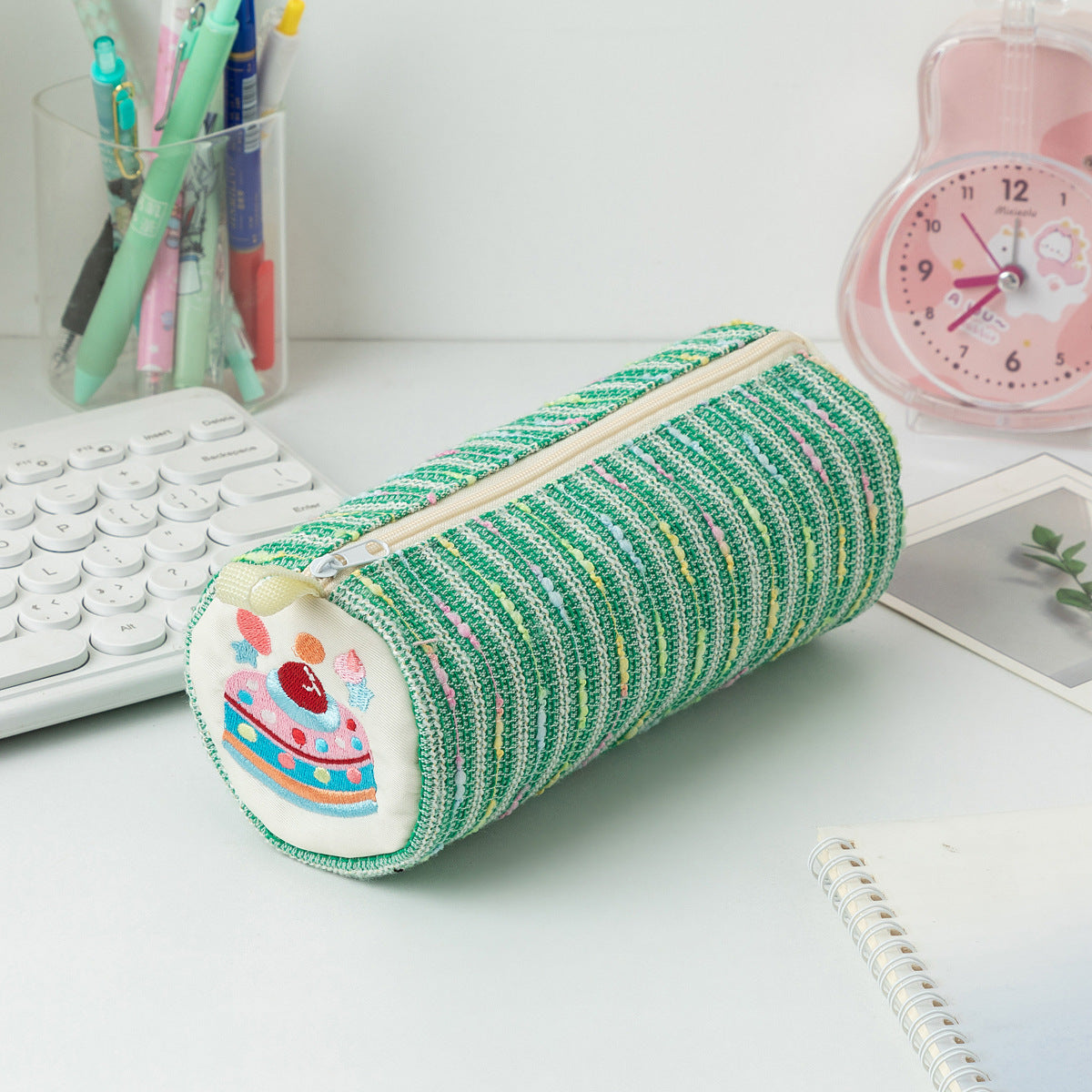 New Cute Cartoon Strawberry Cake Pencil Case Versatile Girly Stationery Storage Bag Large Capacity Pencil Ruler Stationery Box