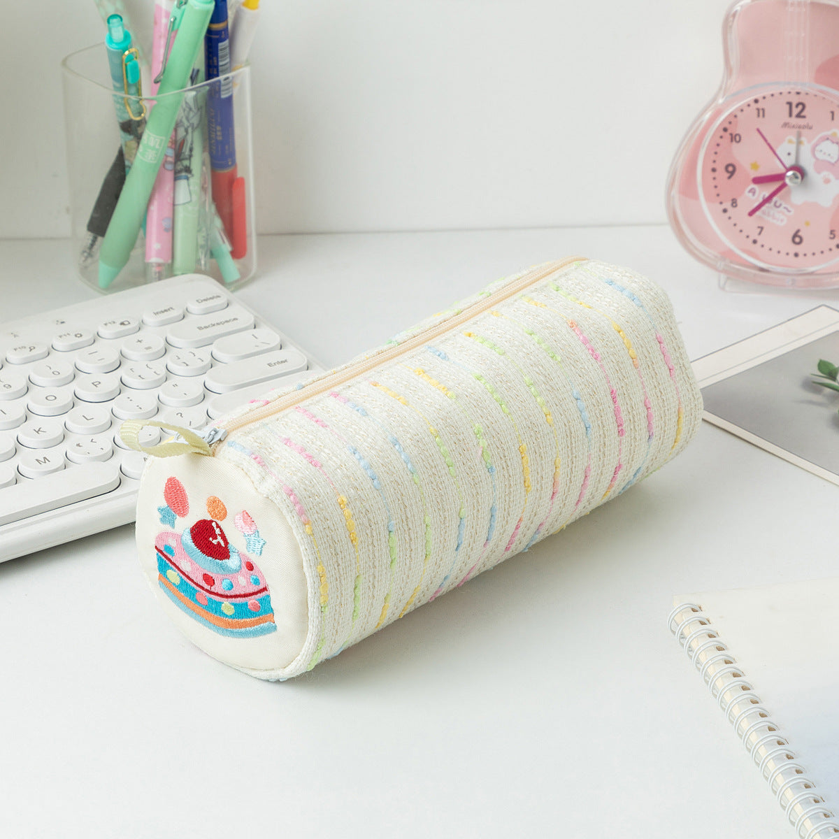 New Cute Cartoon Strawberry Cake Pencil Case Versatile Girly Stationery Storage Bag Large Capacity Pencil Ruler Stationery Box
